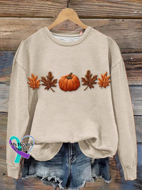 Women’s Halloween Pumpkin Print Sweatshirt Apricot / S