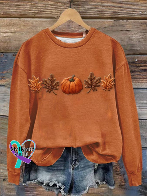Women’s Halloween Pumpkin Print Sweatshirt Orange / S