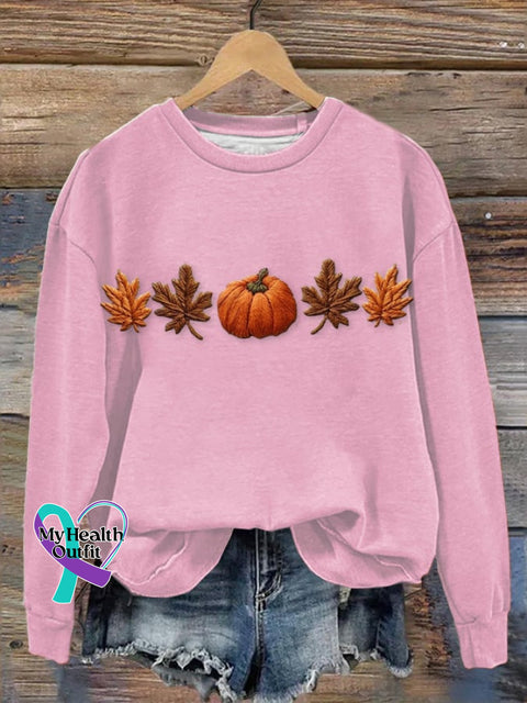 Women’s Halloween Pumpkin Print Sweatshirt Pink / S