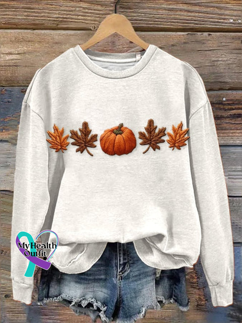 Women’s Halloween Pumpkin Print Sweatshirt White / S