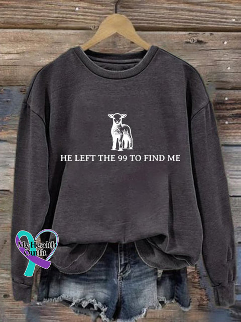 Women’s He Left The 99 To Find Me Print Round Neck Sweatshirt Dark Grey / S