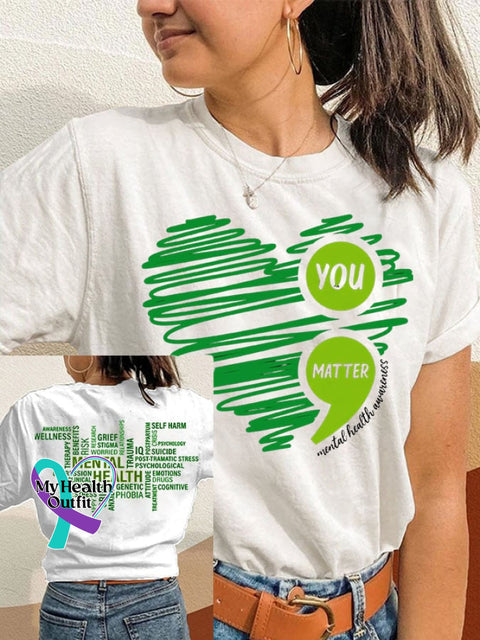 Women’s Heart Healthy Printed Casual T-Shirt White / S Mental-Health-Awareness