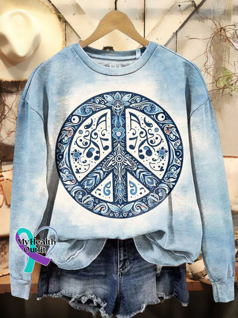 Women’s Hippie Art Print Casual Sweatshirt Multicolor / S