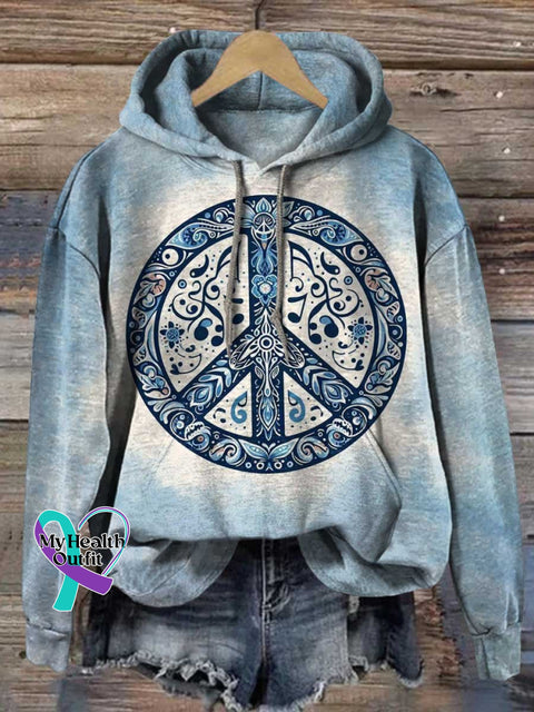 Women’s Hippie Art Print Casual Sweatshirt Multicolor / S