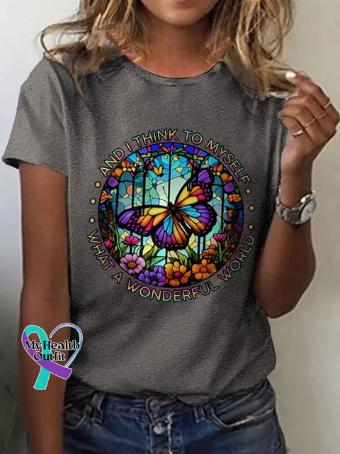 Women’s Hippie Print Casual T-Shirt Dark Grey / S