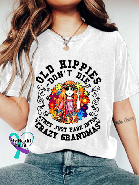 Women’s Hippie Style Printed Crew Neck T-Shirt White / S