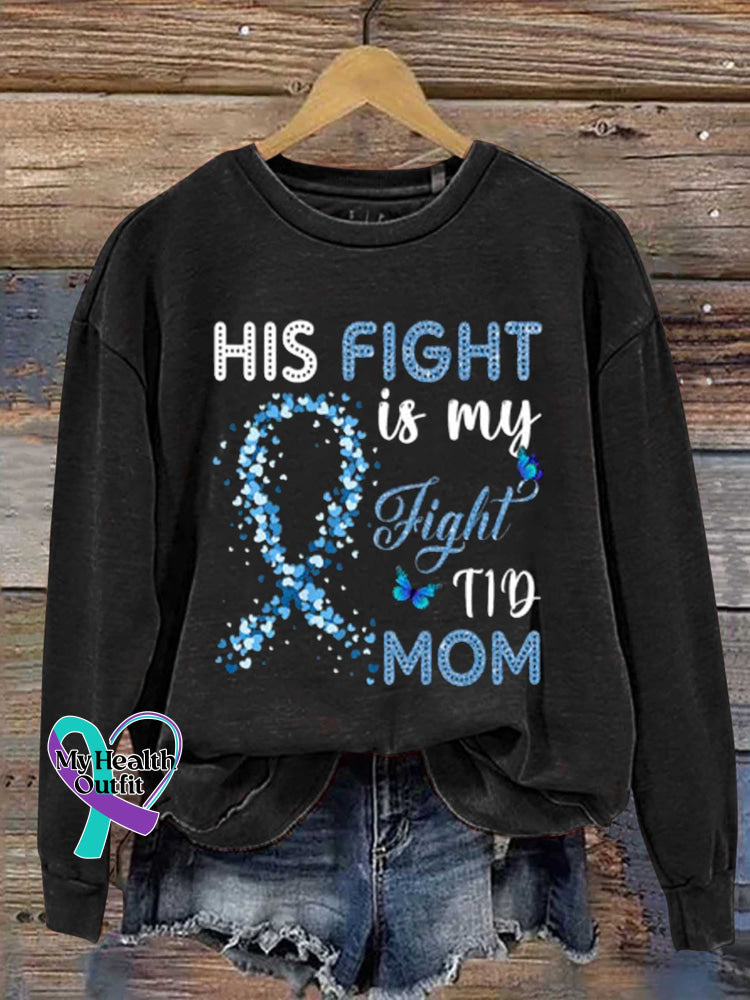 Womens His Fight Is My T1D Diabetes Awareness Casual Sweatshirt Black / S