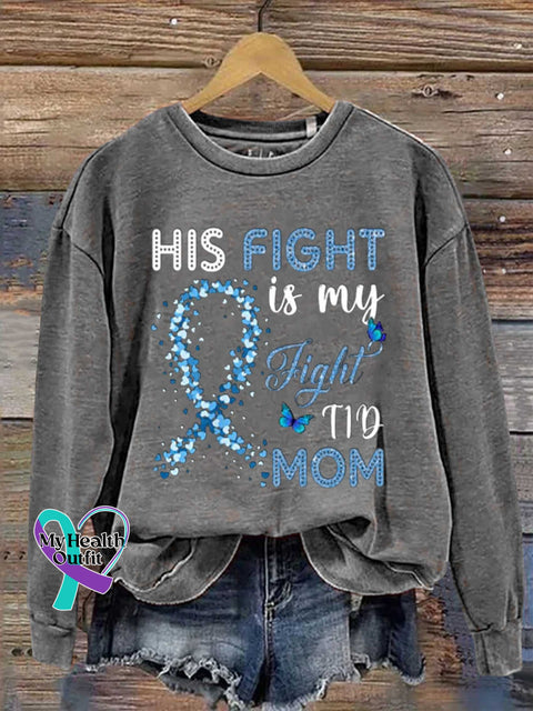 Womens His Fight Is My T1D Diabetes Awareness Casual Sweatshirt Grey / S