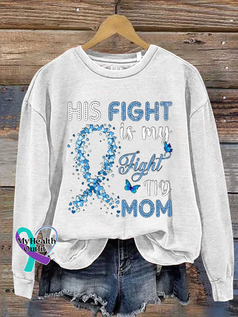 Womens His Fight Is My T1D Diabetes Awareness Casual Sweatshirt White / S