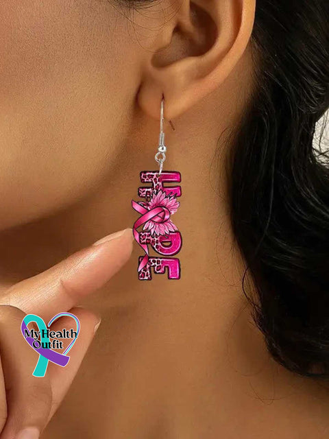 Women’s Hope Breast Cancer Awareness Pink Ribbon Cross Earrings Pink / Size