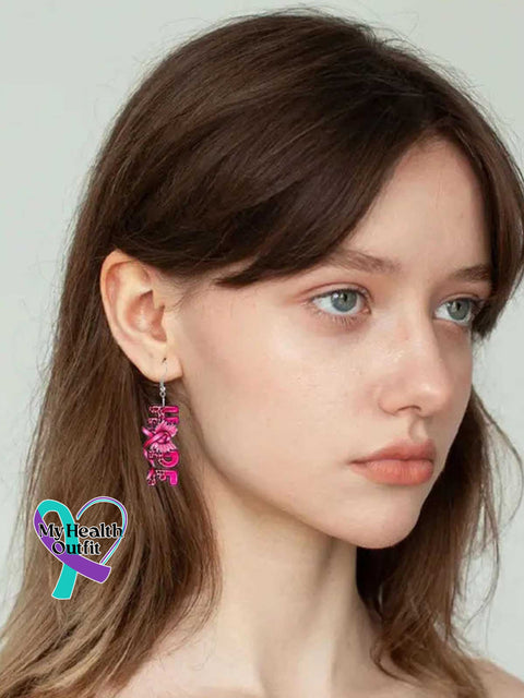 Women’s Hope Breast Cancer Awareness Pink Ribbon Cross Earrings Pink / Size