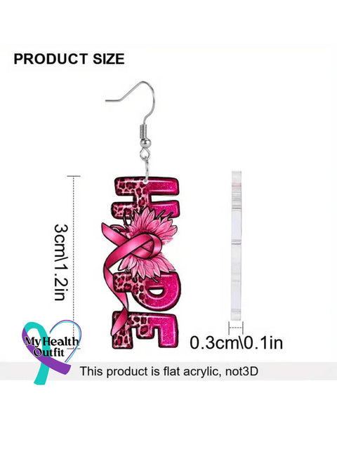 Women’s Hope Breast Cancer Awareness Pink Ribbon Cross Earrings Pink / Size