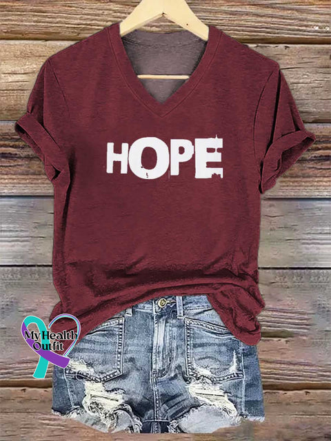 Women’s HOPE V-neck Casual T-Shirt Red / S
