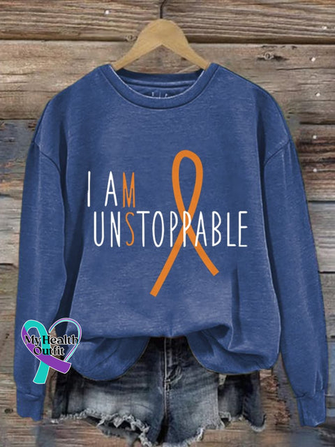 Women’s I Am Unstoppable Multiple Sclerosis Awareness Print Casual Sweatshirt Blue / S