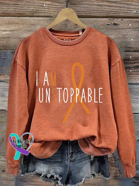 Women’s I Am Unstoppable Multiple Sclerosis Awareness Print Casual Sweatshirt Orange / S