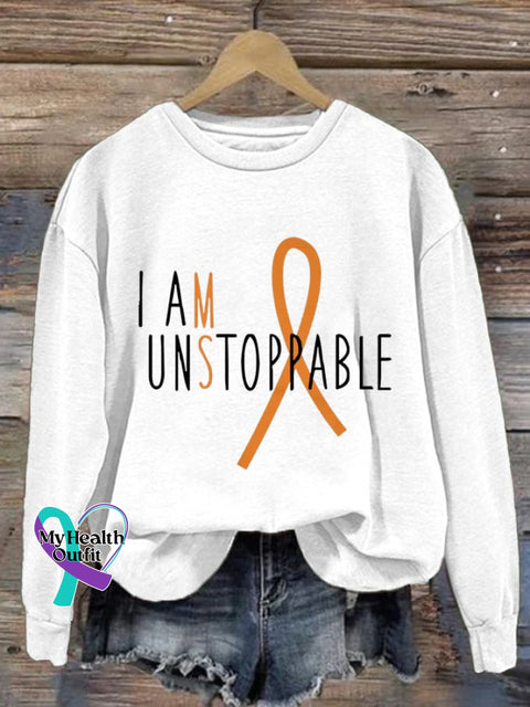 Women’s I Am Unstoppable Multiple Sclerosis Awareness Print Casual Sweatshirt White / S