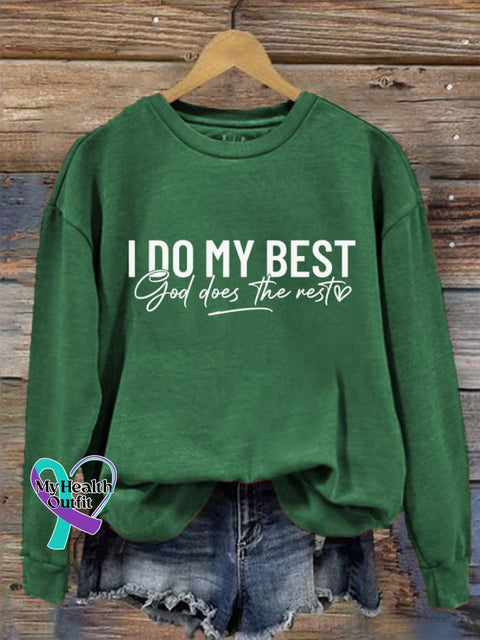 Women’s I Do My Best And God Does The Rest Casual Sweatshirt Dark Green / S