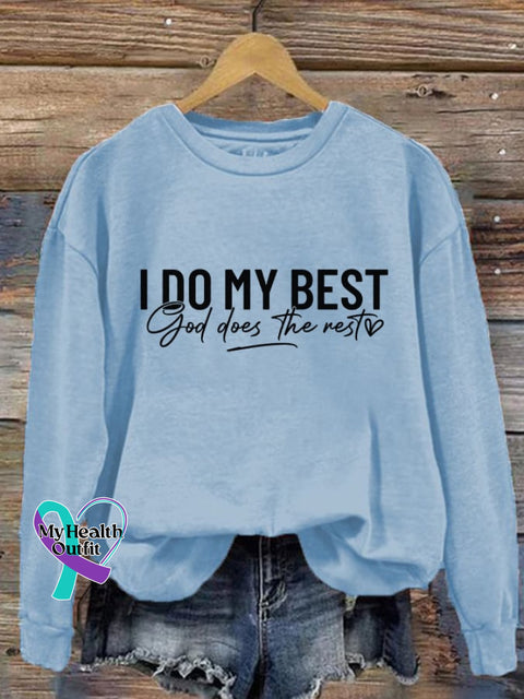 Women’s I Do My Best And God Does The Rest Casual Sweatshirt Light Blue / S