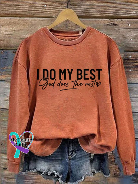 Women’s I Do My Best And God Does The Rest Casual Sweatshirt Orange / S