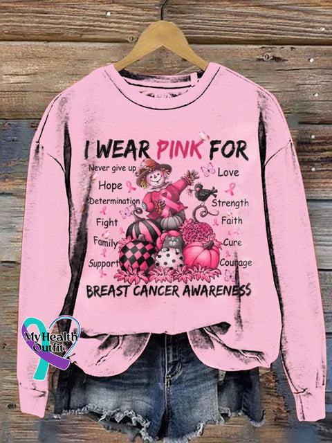 Women’s I Wear Pink For Breast Cancer Awareness Print Pattern Casual Sweatshirt / S