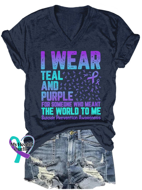 Women’s I Wear Teal And Purple For Someone Who Meant The World To Me T-Shirt