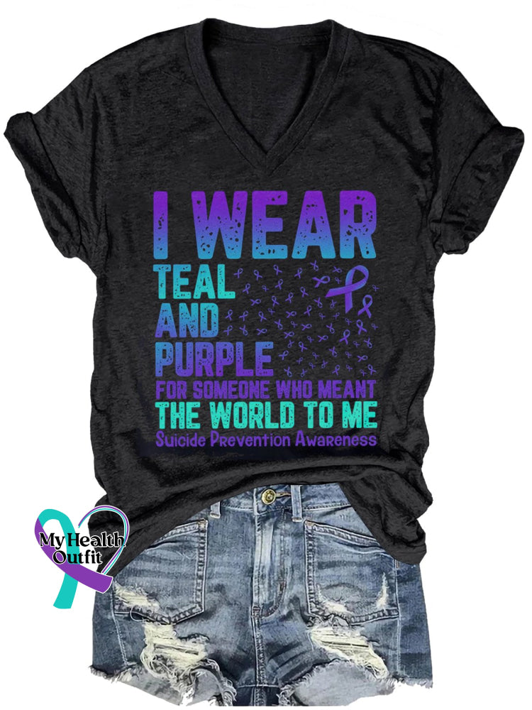 Women’s I Wear Teal And Purple For Someone Who Meant The World To Me T-Shirt Black / S