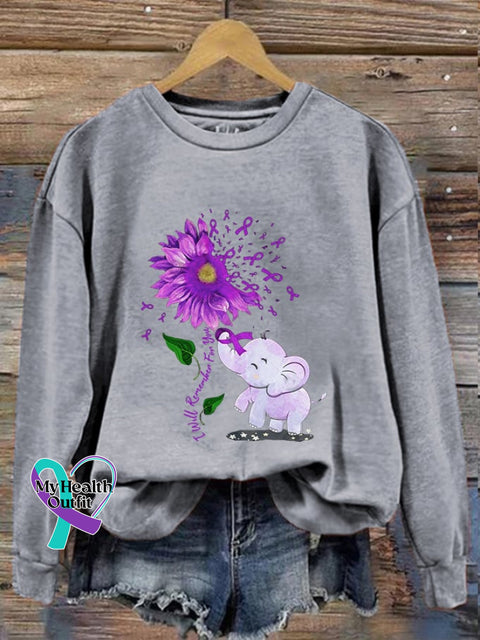 Women’s I Will Remember For You Dementia Alzheimer’s Awareness Print Sweatshirt Grey / S