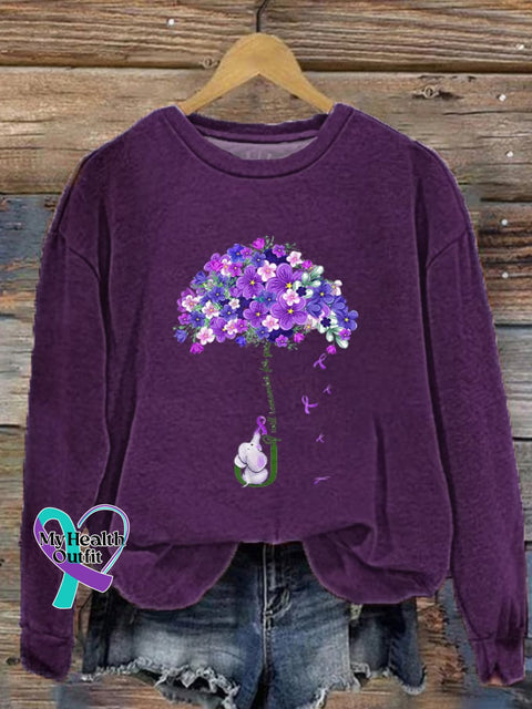 Women’s I Will Remember For You Dementia Alzheimer’s Awareness Print Sweatshirt Purple / S