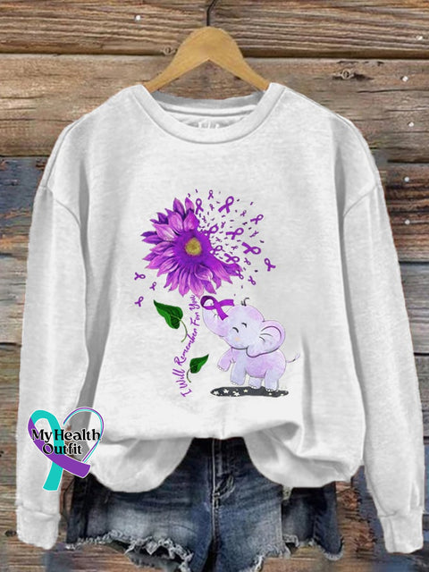 Women’s I Will Remember For You Dementia Alzheimer’s Awareness Print Sweatshirt White / S