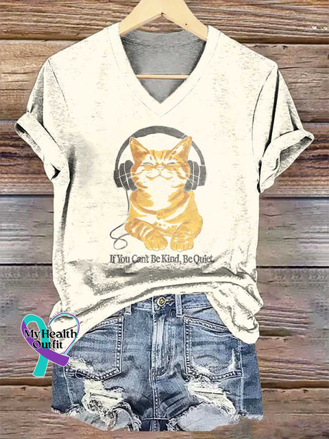 Women’s If You Can’t Be Kind Be Quiet V-neck Casual T-Shirt Multicolor / S