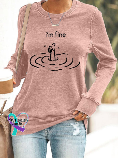 Women’s I’m Fine Print Casual Sweatshirt Pink / S