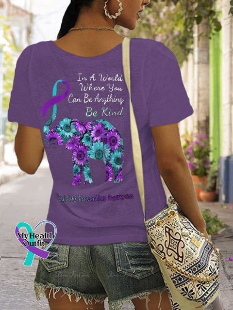 Women’s In A World Where You Can Be Anything Kind Suicide Prevention Awareness Print T-Shirt