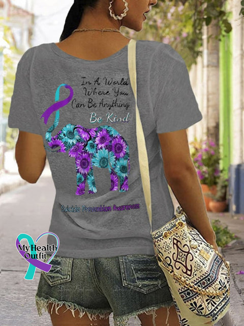 Women’s In A World Where You Can Be Anything Kind Suicide Prevention Awareness Print T-Shirt