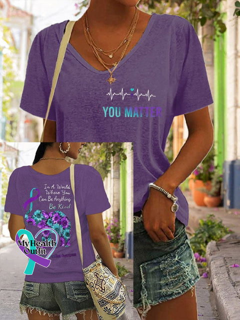 Women’s In A World Where You Can Be Anything Kind Suicide Prevention Awareness Print T-Shirt