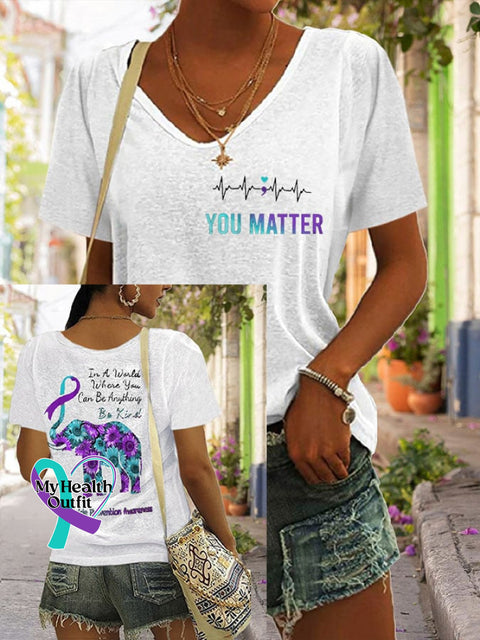 Women’s In A World Where You Can Be Anything Kind Suicide Prevention Awareness Print T-Shirt
