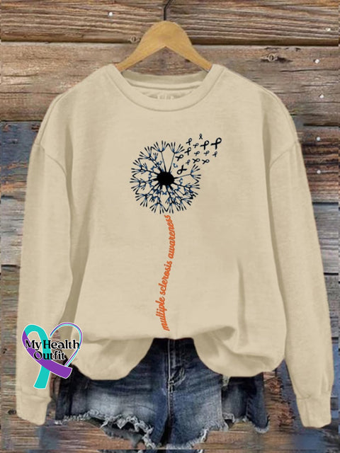 Women’s In March We Wear Orange Dandelion M.s Awareness Printed Sweatshirt Apricot / S