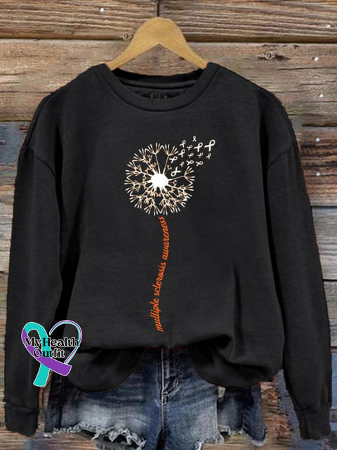 Women’s In March We Wear Orange Dandelion M.s Awareness Printed Sweatshirt Black / S