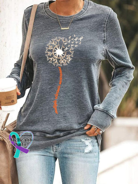 Women’s In March We Wear Orange Dandelion M.s Awareness Printed Sweatshirt Grey / S