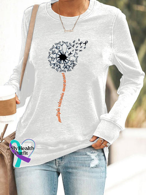 Women’s In March We Wear Orange Dandelion M.s Awareness Printed Sweatshirt White / S
