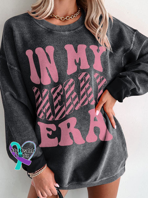 Women’s In My Merry Era Christmas Casual Print Corduroy Sweatshirt Black / S