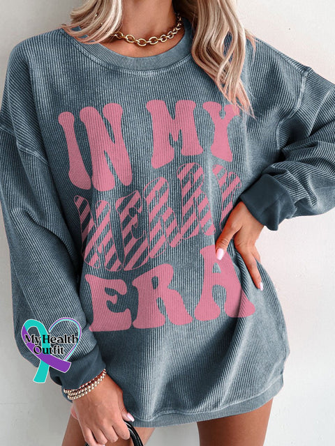 Women’s In My Merry Era Christmas Casual Print Corduroy Sweatshirt Blue / S