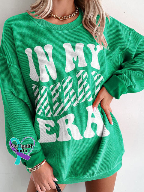 Women’s In My Merry Era Christmas Casual Print Corduroy Sweatshirt Green / S