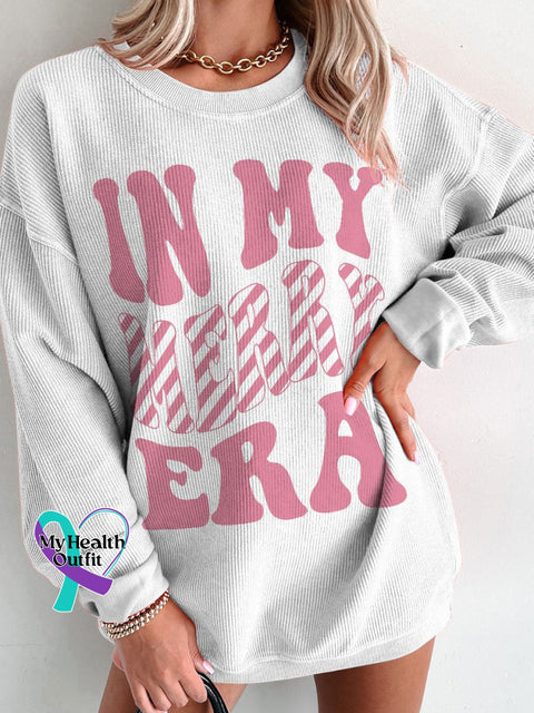 Women’s In My Merry Era Christmas Casual Print Corduroy Sweatshirt White / S