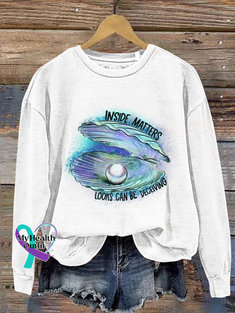 Women’s Inside Matters Looks Can Be Deceiving Casual Print Sweatshirt White / S