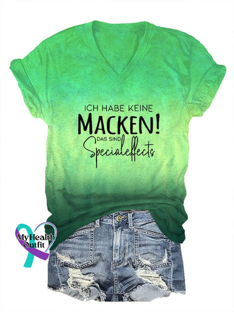 Women’s Inspirational Quotes Macken Print V-Neck T-Shirt Green / S