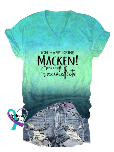 Women’s Inspirational Quotes Macken Print V-Neck T-Shirt Water Blue / S