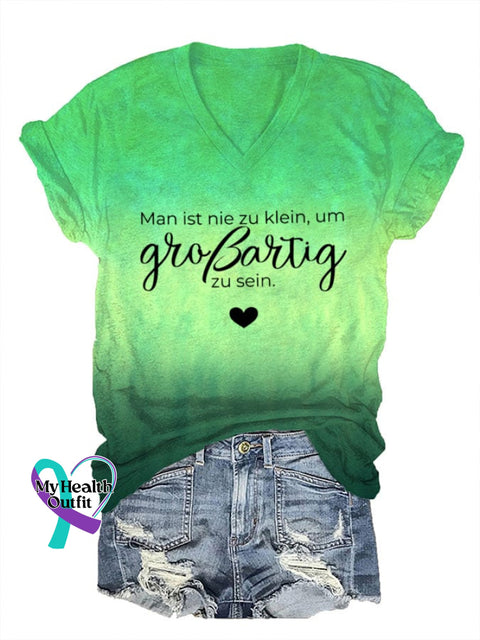 Women’s Inspirational Quotes Print V-Neck T-Shirt Green / S