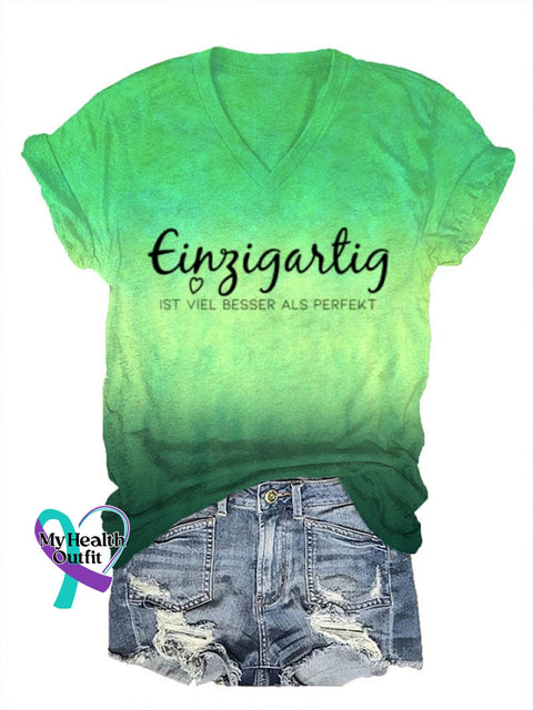 Women’s Inspirational Quotes Print V-Neck T-Shirt Green / S