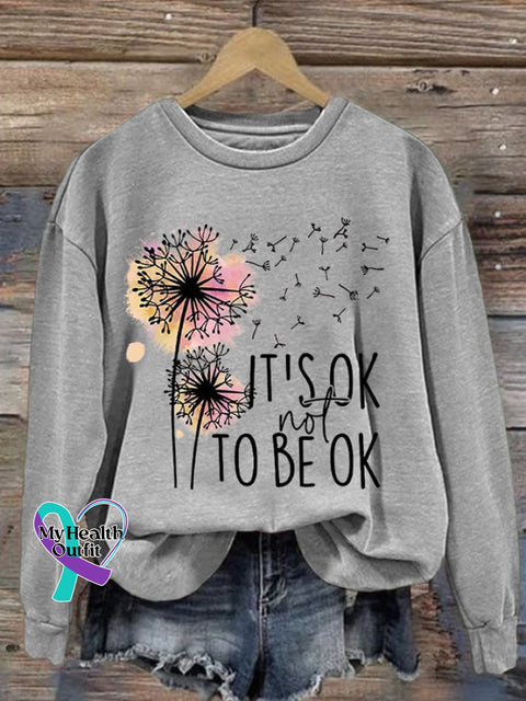 Women’s Is Ok Not To Be Ok Print Casual Sweatshirt Light Grey / S