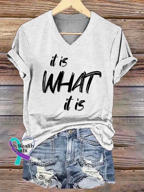 Women’s It Is What It Is V-neck Casual T-Shirt White / S